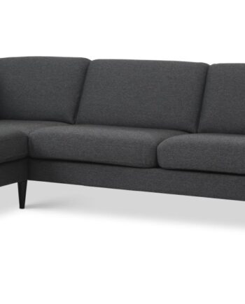 Ask Sæt Sofa Venstre Chaiselong Antracitgrå Polyester Stof Sort Træ på Afbetaling