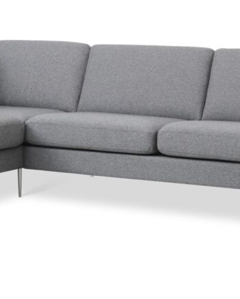 Ask Sæt Sofa Venstre Chaiselong Lys Granitgrå Polyester Stof Børstet Aluminium på Afbetaling