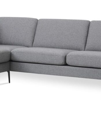 Ask Sæt Sofa Venstre Chaiselong Lys Granitgrå Polyester Stof Eiffel Ben på Afbetaling