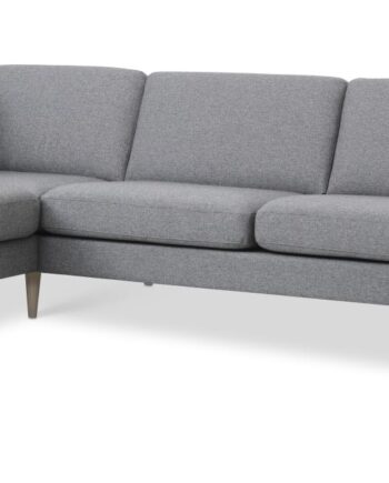 Ask Sæt Sofa Venstre Chaiselong Lys Granitgrå Polyester Stof Natur Træ på Afbetaling