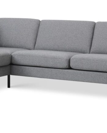 Ask Sæt Sofa Venstre Chaiselong Lys Granitgrå Polyester Stof Sort Metal på Afbetaling