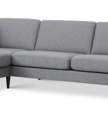 Ask Sæt Sofa Venstre Chaiselong Lys Granitgrå Polyester Stof Sort Træ på Afbetaling