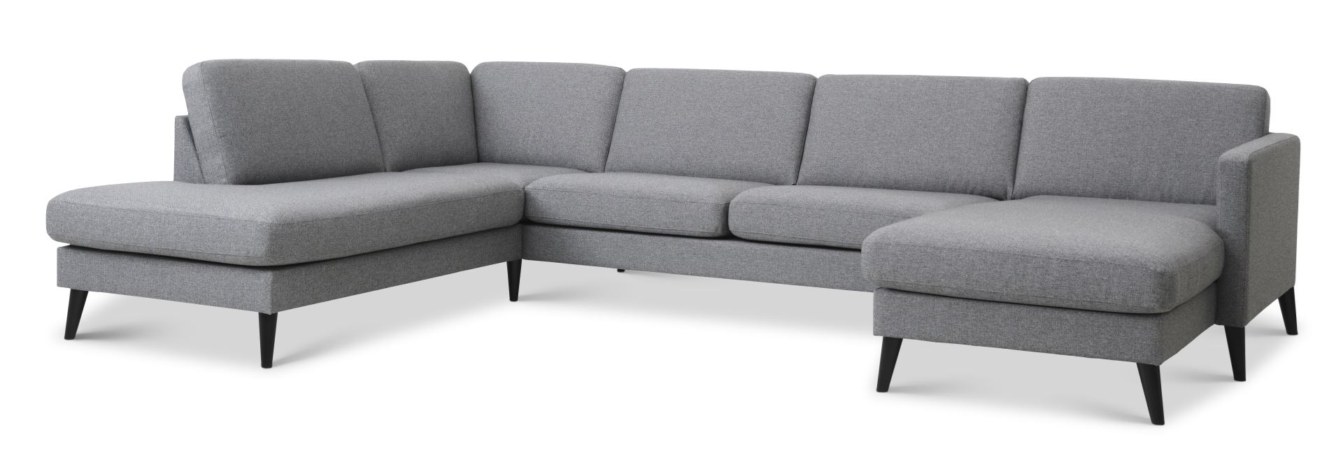 Ask Sæt Sofa Venstre Chaiselong Lys Granitgrå Polyester Stof Sort Træ på Afbetaling