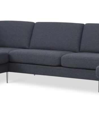 Ask Sæt Sofa Venstre Chaiselong Navy Blå Polyester Stof Børstet Aluminium på Afbetaling
