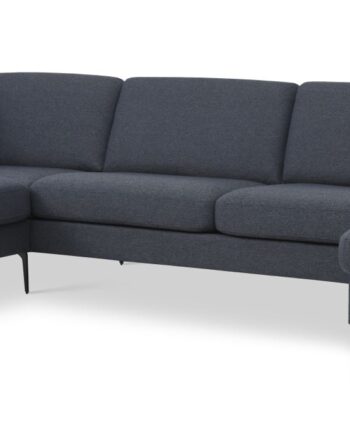Ask Sæt Sofa Venstre Chaiselong Navy Blå Polyester Stof Eiffel Ben på Afbetaling