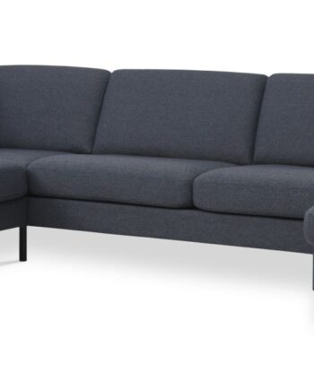 Ask Sæt Sofa Venstre Chaiselong Navy Blå Polyester Stof Sort Metal på Afbetaling