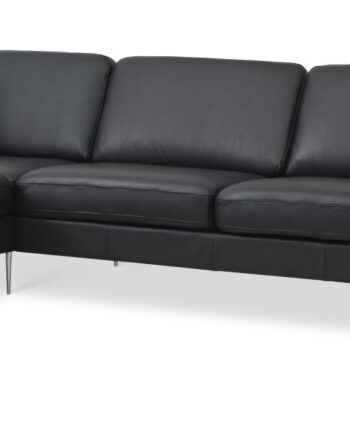 Ask Sæt Sofa Venstre Chaiselong Sort Semianilin Læder Børstet Aluminium på Afbetaling