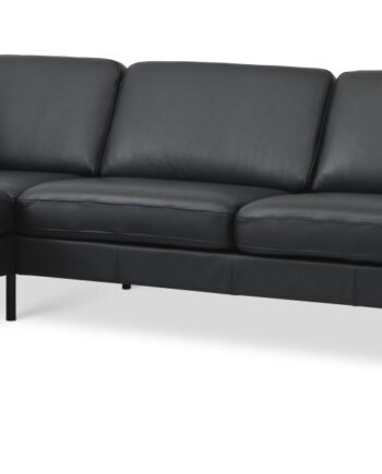 Ask Sæt Sofa Venstre Chaiselong Sort Semianilin Læder Sort Metal på Afbetaling