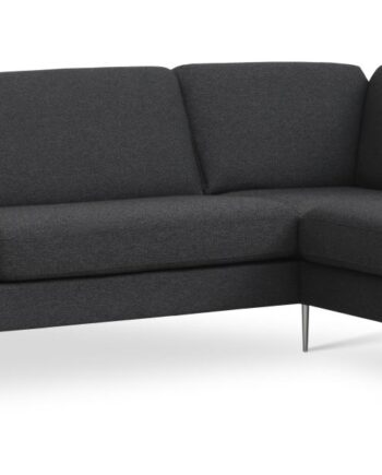 Ask Sæt Stor Sofa Højre Chaiselong Antracitgrå Polyester Stof Børstet Aluminium på Afbetaling