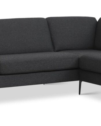 Ask Sæt Stor Sofa Højre Chaiselong Antracitgrå Polyester Stof Eiffel Ben på Afbetaling