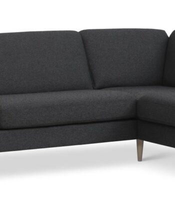 Ask Sæt Stor Sofa Højre Chaiselong Antracitgrå Polyester Stof Natur Træ på Afbetaling
