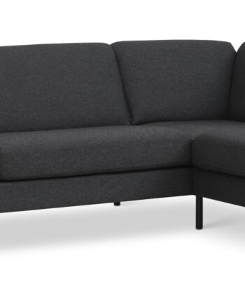Ask Sæt Stor Sofa Højre Chaiselong Antracitgrå Polyester Stof Sort Metal på Afbetaling