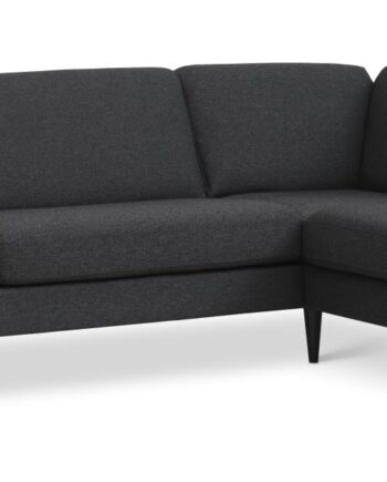 Ask Sæt Stor Sofa Højre Chaiselong Antracitgrå Polyester Stof Sort Træ på Afbetaling