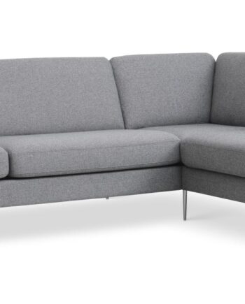 Ask Sæt Stor Sofa Højre Chaiselong Lys Granitgrå Polyester Stof Børstet Aluminium på Afbetaling