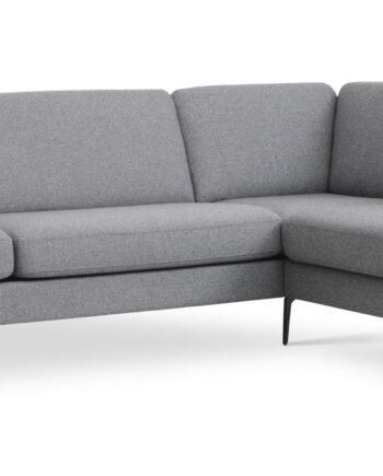 Ask Sæt Stor Sofa Højre Chaiselong Lys Granitgrå Polyester Stof Eiffel Ben på Afbetaling