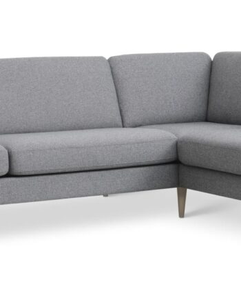 Ask Sæt Stor Sofa Højre Chaiselong Lys Granitgrå Polyester Stof Natur Træ på Afbetaling