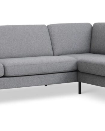 Ask Sæt Stor Sofa Højre Chaiselong Lys Granitgrå Polyester Stof Sort Metal på Afbetaling
