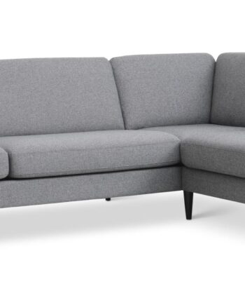 Ask Sæt Stor Sofa Højre Chaiselong Lys Granitgrå Polyester Stof Sort Træ på Afbetaling
