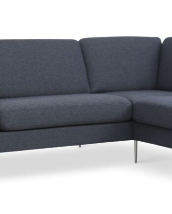 Ask Sæt Stor Sofa Højre Chaiselong Navy Blåt Polyester Stof Børstet Aluminium på Afbetaling