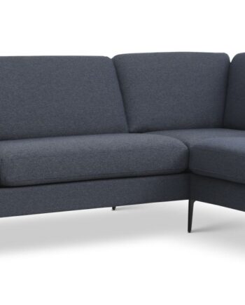 Ask Sæt Stor Sofa Højre Chaiselong Navy Blåt Polyester Stof Eiffel Ben på Afbetaling