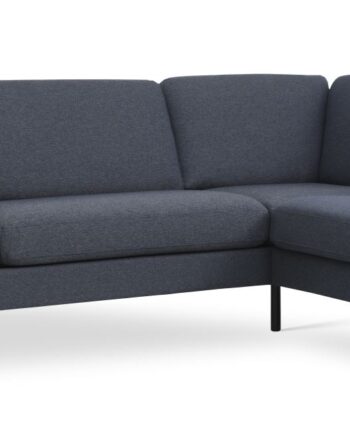 Ask Sæt Stor Sofa Højre Chaiselong Navy Blåt Polyester Stof Sort Metal på Afbetaling