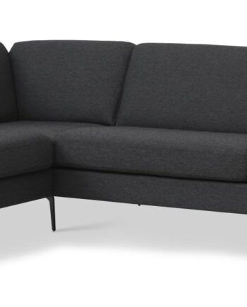 Ask Sæt Stor Sofa Venstre Chaiselong Antracitgrå Polyester Stof Eiffel Ben på Afbetaling