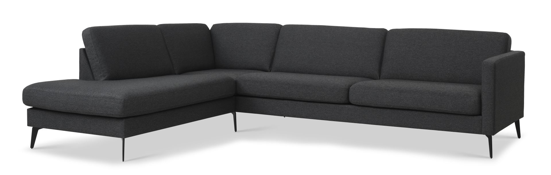 Ask Sæt Stor Sofa Venstre Chaiselong Antracitgrå Polyester Stof Eiffel Ben på Afbetaling