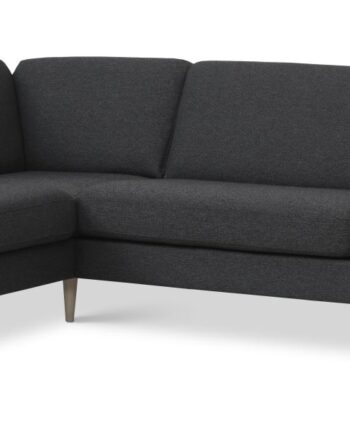 Ask Sæt Stor Sofa Venstre Chaiselong Antracitgrå Polyester Stof Natur Træ på Afbetaling