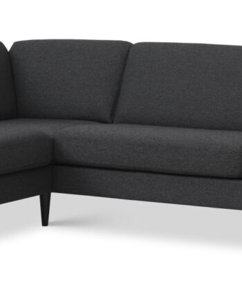 Ask Sæt Stor Sofa Venstre Chaiselong Antracitgrå Polyester Stof Sort Træ på Afbetaling