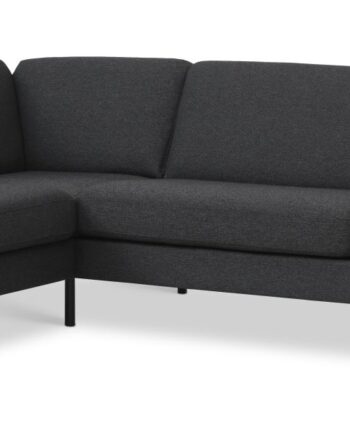 Ask Sæt Stor Sofa Venstre Chaiselong Antrcitgrå Polyester Stof Sort Metal på Afbetaling