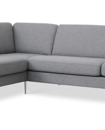 Ask Sæt Stor Sofa Venstre Chaiselong Lys Granitgrå Polyester Stof Børstet Aluminium på Afbetaling
