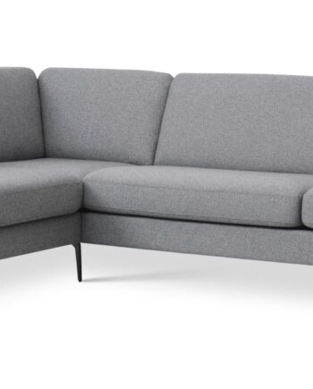 Ask Sæt Stor Sofa Venstre Chaiselong Lys Granitgrå Polyester Stof Eiffel Ben på Afbetaling