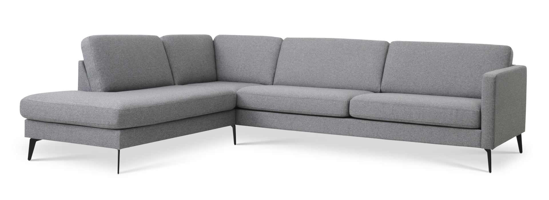 Ask Sæt Stor Sofa Venstre Chaiselong Lys Granitgrå Polyester Stof Eiffel Ben på Afbetaling