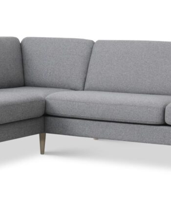 Ask Sæt Stor Sofa Venstre Chaiselong Lys Granitgrå Polyester Stof Natur Træ på Afbetaling