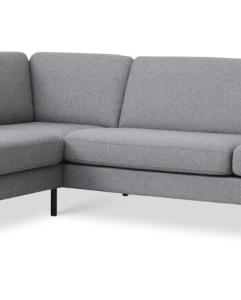 Ask Sæt Stor Sofa Venstre Chaiselong Lys Granitgrå Polyester Stof Sort Metal på Afbetaling