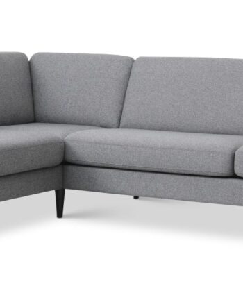 Ask Sæt Stor Sofa Venstre Chaiselong Lys Granitgrå Polyester Stof Sort Træ på Afbetaling