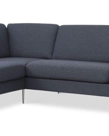 Ask Sæt Stor Sofa Venstre Chaiselong Navy Blå Polyester Stof Børstet Aluminium på Afbetaling
