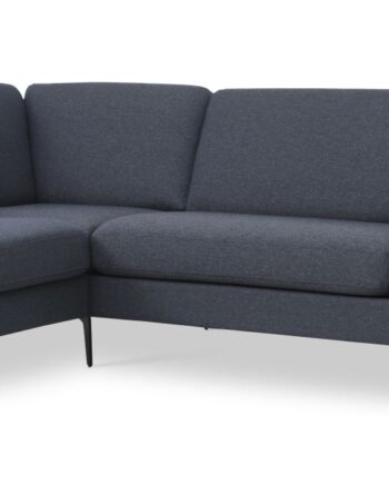 Ask Sæt Stor Sofa Venstre Chaiselong Navy Blå Polyester Stof Eiffel Ben på Afbetaling