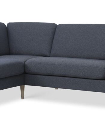 Ask Sæt Stor Sofa Venstre Chaiselong Navy Blå Polyester Stof Natur Træ på Afbetaling