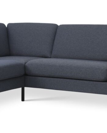 Ask Sæt Stor Sofa Venstre Chaiselong Navy Blå Polyester Stof Sort Metal på Afbetaling
