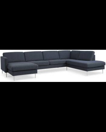 Askset Højrevendt Sofa Polyester B336 D219 Børstet Alugrå Navy på Afbetaling