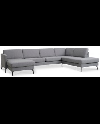 Askset Højrevendt Sofa Polyester B336 D219 Sort Lysegrå på Afbetaling