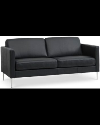 Askset Personers Sofa Semi Anilin Læder B180 D86 Børstet Alugrå Sort på Afbetaling