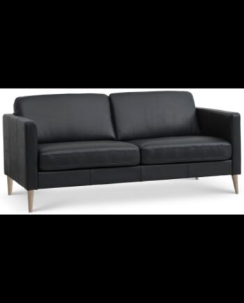 Askset Personers Sofa Semi Anilin Læder B180 D86 Natur Sort på Afbetaling