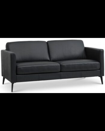 Askset Personers Sofa Semi Anilin Læder B180 D86 Sort Sort på Afbetaling