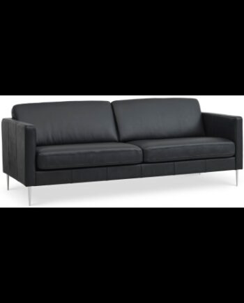 Askset Personers Sofa Semi Anilin Læder B214 D86 Børstet Alugrå Sort på Afbetaling