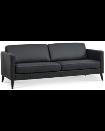 Askset Personers Sofa Semi Anilin Læder B214 D86 Sort Sort på Afbetaling