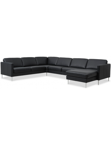 Askset Sofa Semi Anilin Læder B348 D269 Børstet Alugrå Sort på Afbetaling