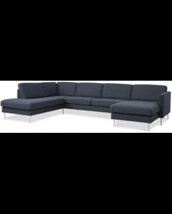 Askset Venstrevendt Sofa Polyester B336 D219 Børstet Alugrå Navy på Afbetaling