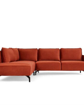 Bella Hjørnesofa Orange Velour Højrevendt på Afbetaling